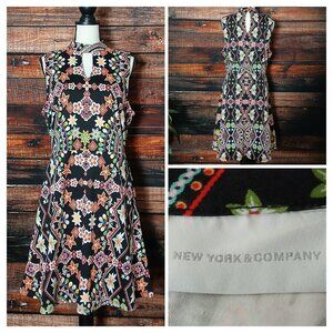 NWOT New York & Company Dress XL Fit & Flare Keyhole Pockets 100% Cotton